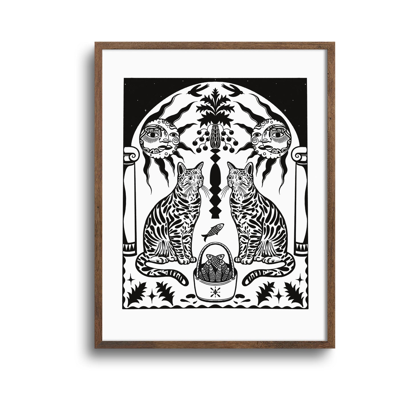 Art Print: Cats and fish