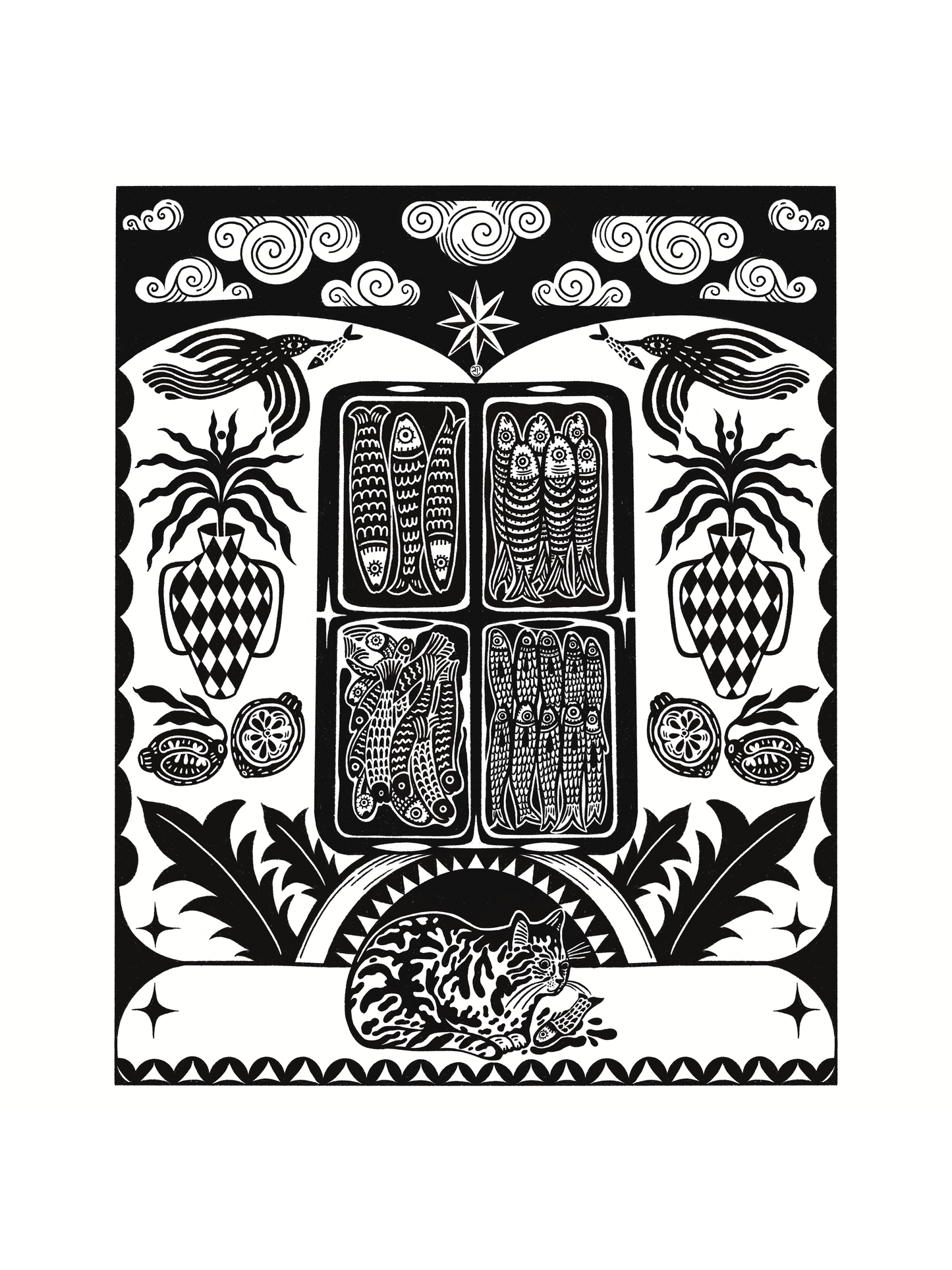 Art Print: Yafo Shuk and Cat