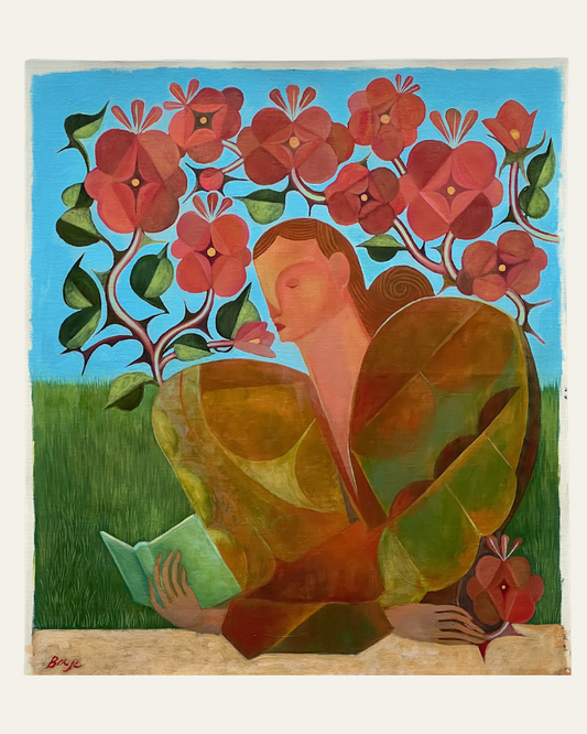 Reading in the rose garden