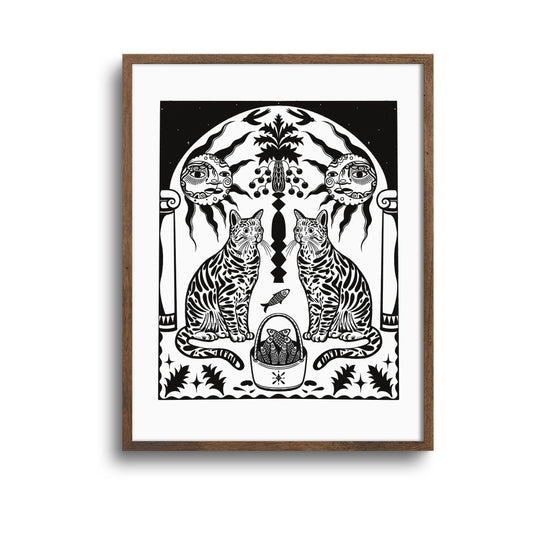 Art Print: Cats and fish