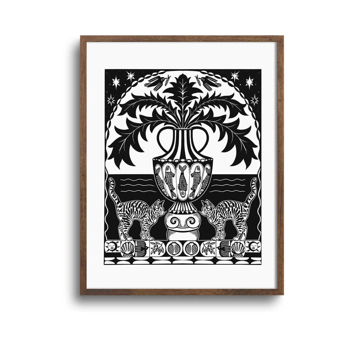 Art Print: Cats and vase