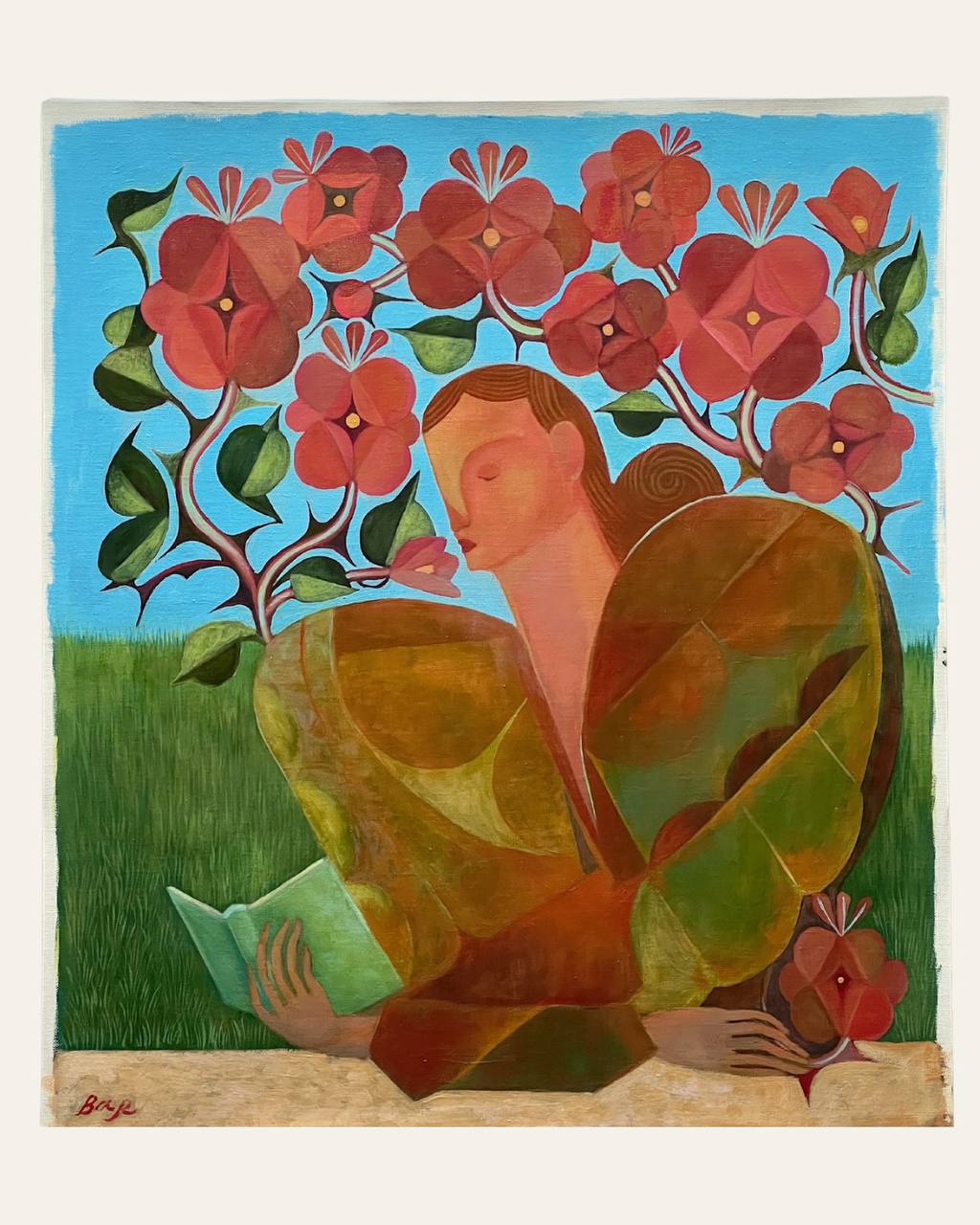 Reading in the rose garden 